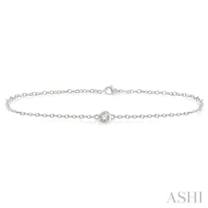 1/10 ctw Bezel Set Round Cut Diamond Petite Fashion Bracelet in 10K White Gold