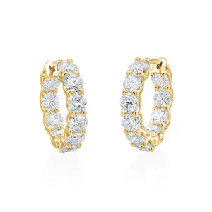 14K Yellow Gold Diamond Inside-Outside Hoop Earrings