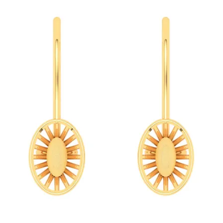 14KT Oval Shape Gold Drop Earring From Amazea Collection