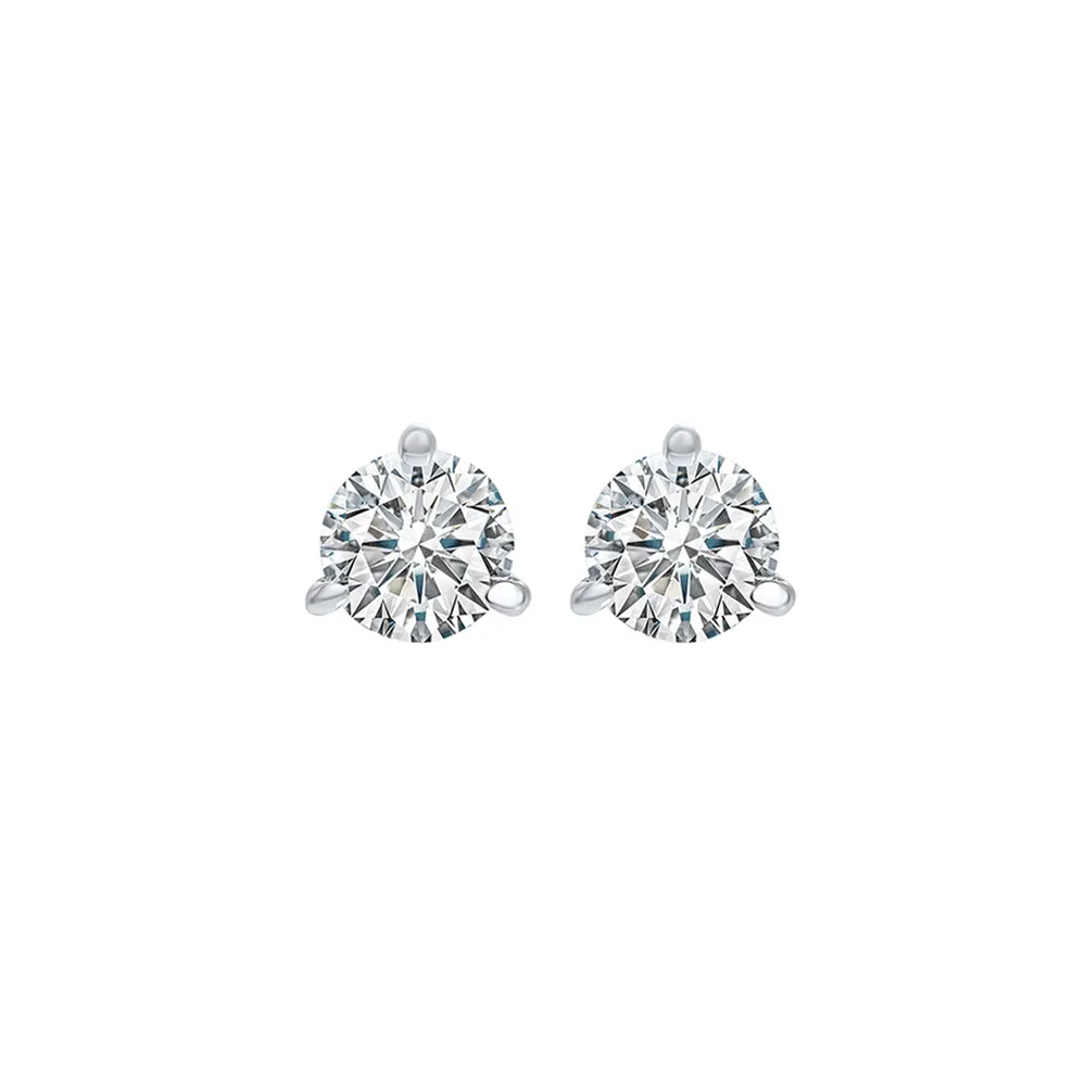 14KT White Gold & Diamond Classic Book Round Stud Earrings  - 1/3 ctw