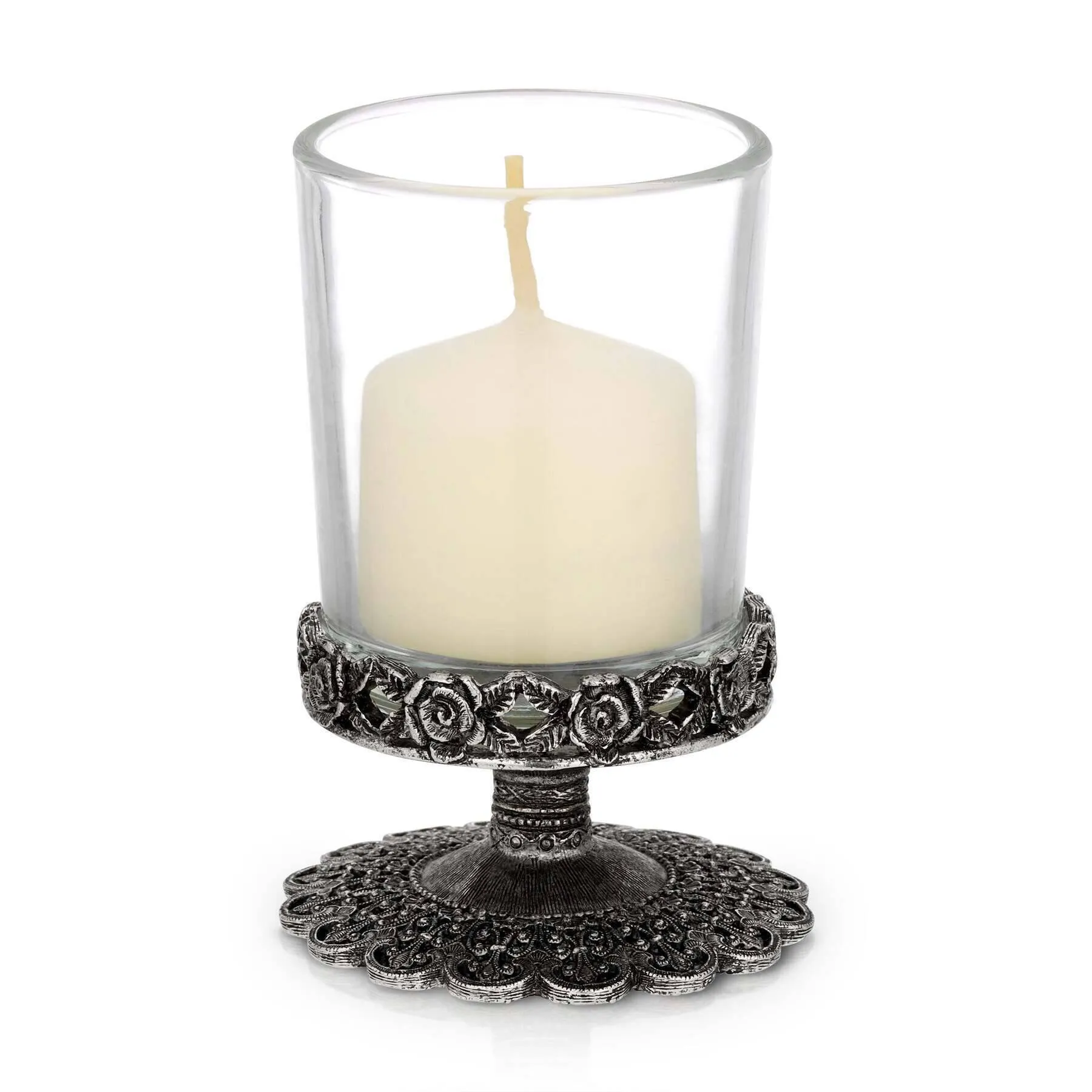 1928 Jewelry Deco Rose Glass Candle Holder