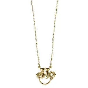 1928 Jewelry Faux Pearl Crystal Double Cat Badge & Eyeglass Holder Chain Necklace 28