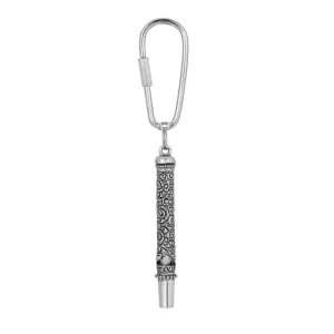 1928 Jewelry Ornate Filigree Whistle Carabiner Key Chain