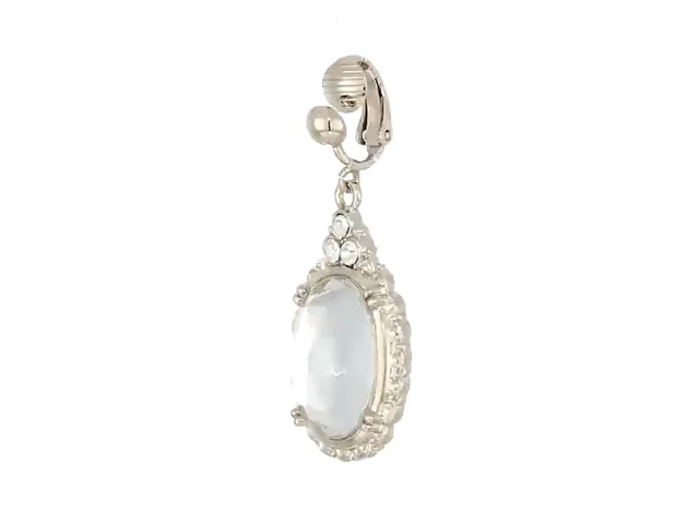 1928 Jewelry "Victorian" Oval Multi Faceted Crystal Clip On Drop Earrings
