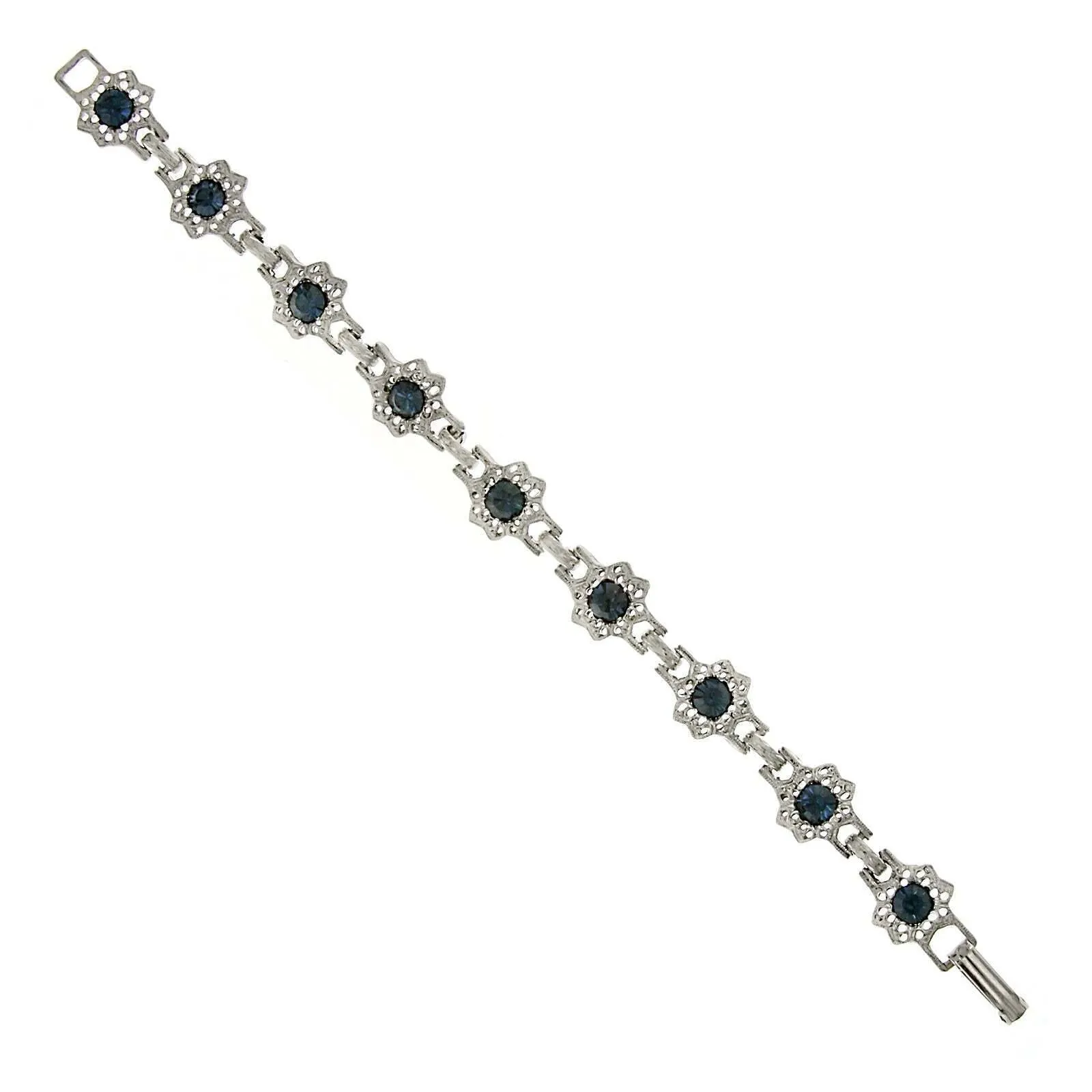 1928 Jewelry Round Crystal Flower Link Clasp Bracelet