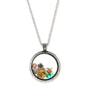1928 Jewelry Round Multi Charms Glass Pendant Necklace 30"