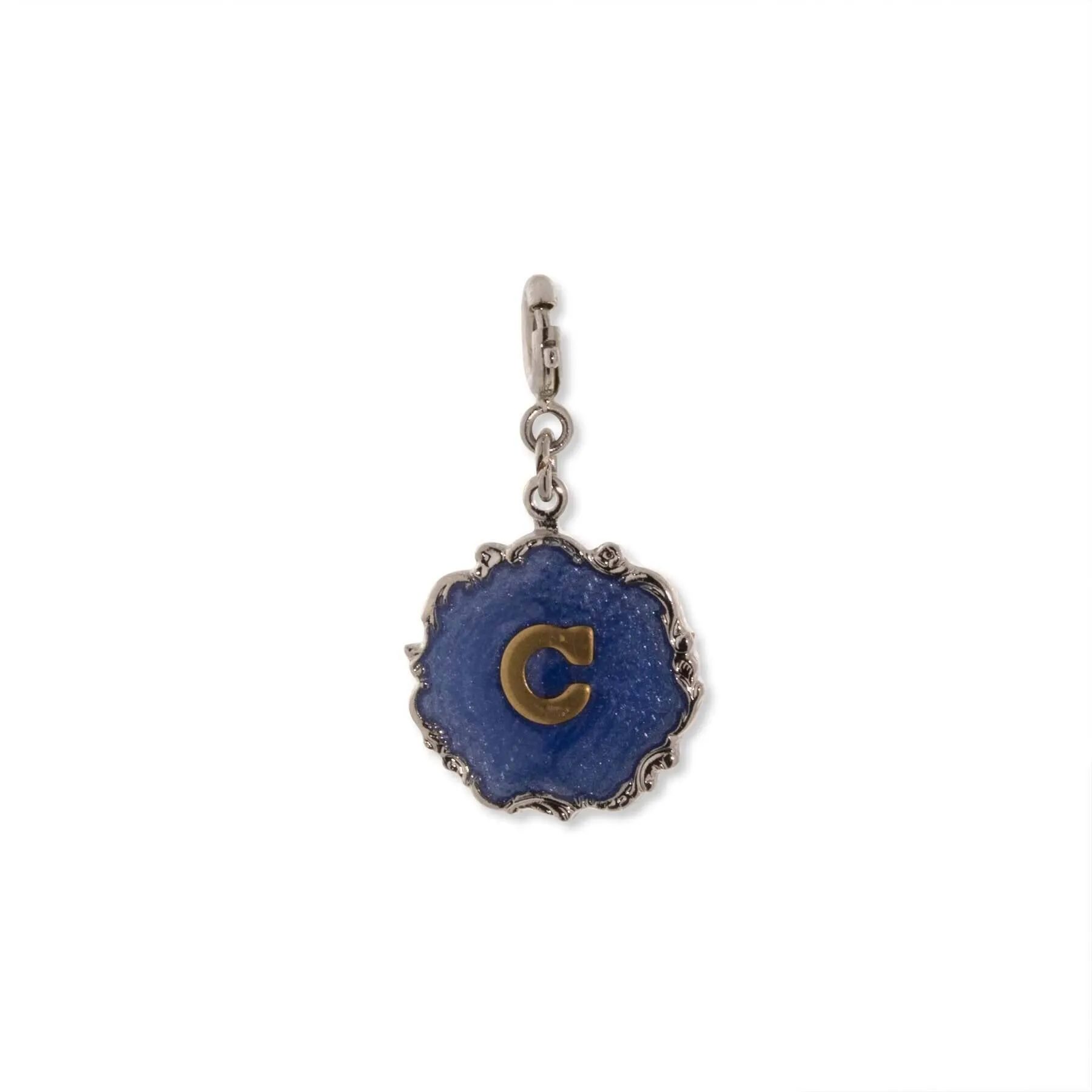 1928 Jewelry Sunburst Blue Enamel Initial Charm