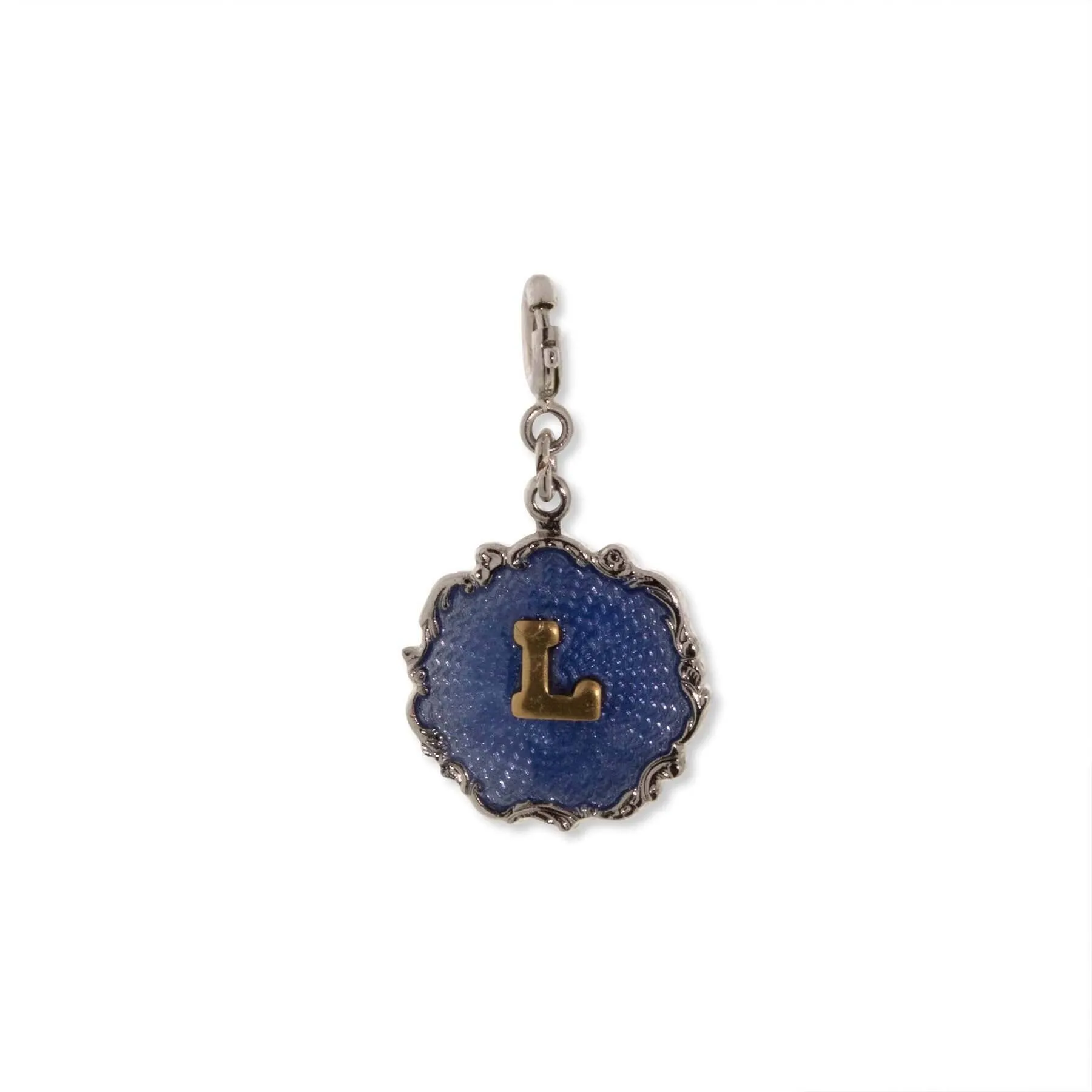 1928 Jewelry Sunburst Blue Enamel Initial Charm