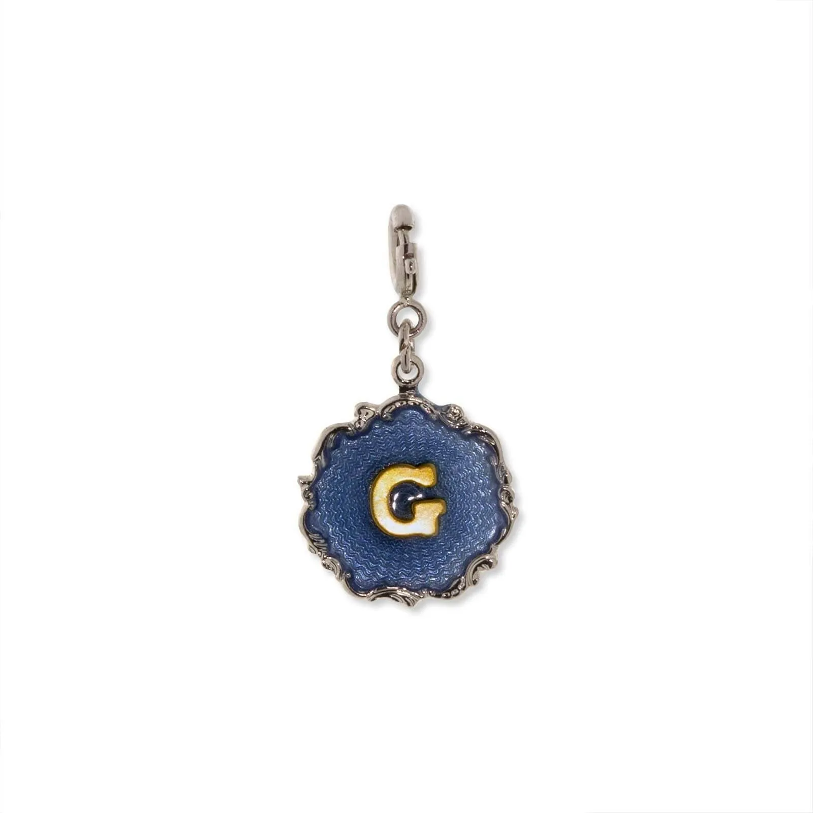 1928 Jewelry Sunburst Blue Enamel Initial Charm