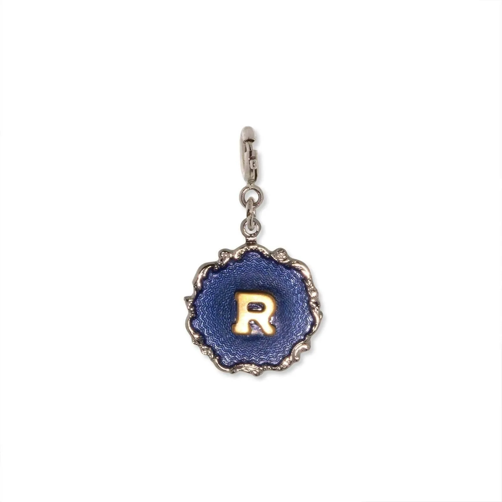 1928 Jewelry Sunburst Blue Enamel Initial Charm