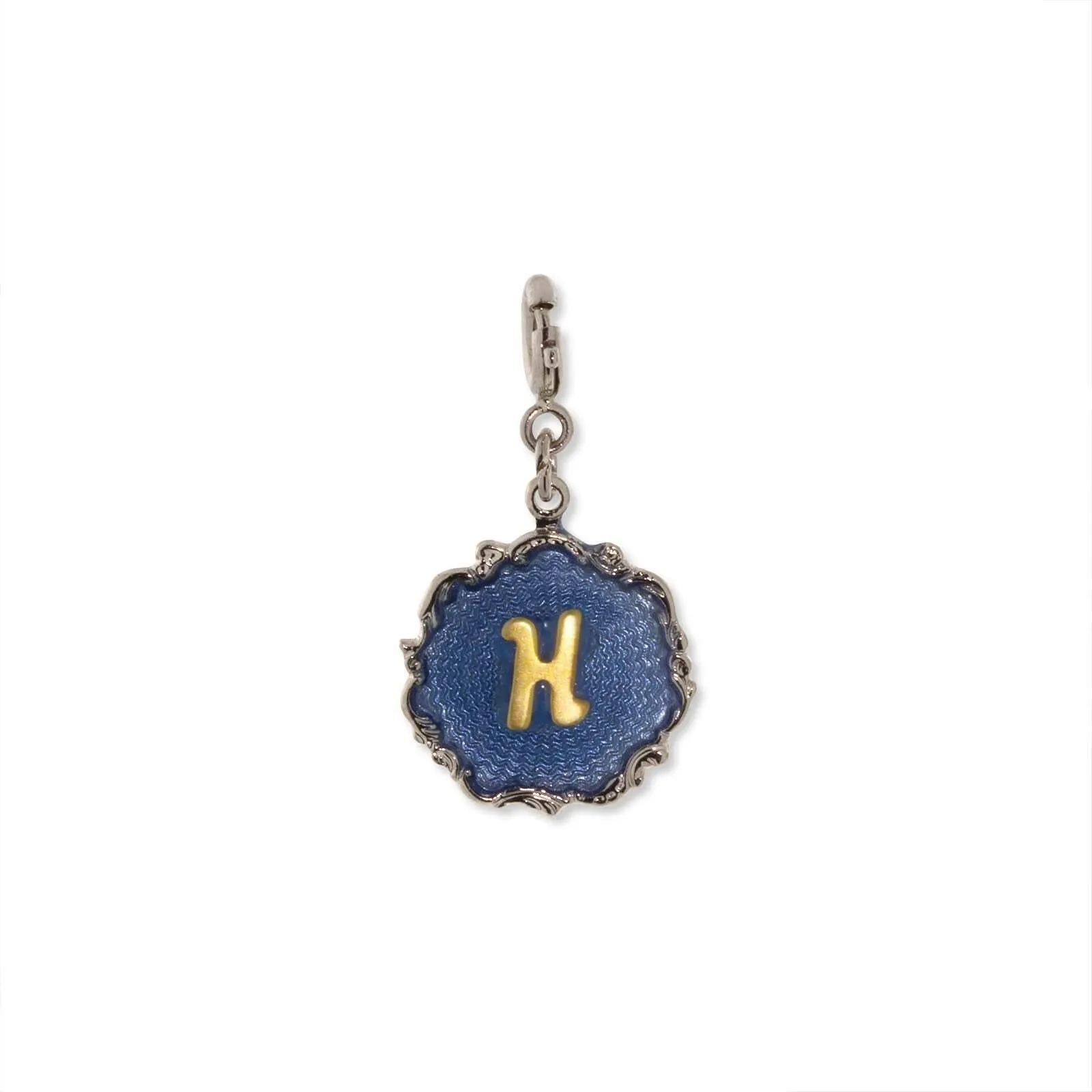 1928 Jewelry Sunburst Blue Enamel Initial Charm