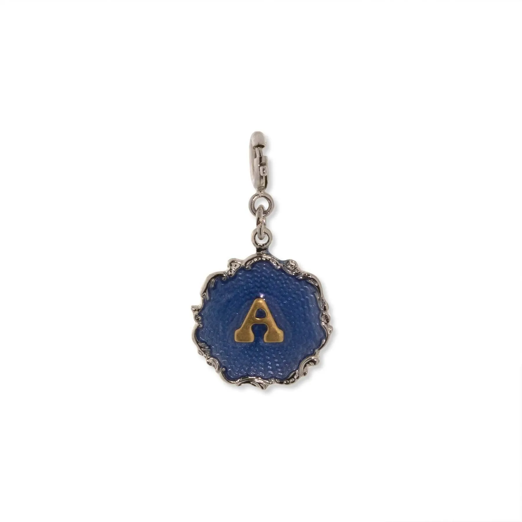1928 Jewelry Sunburst Blue Enamel Initial Charm