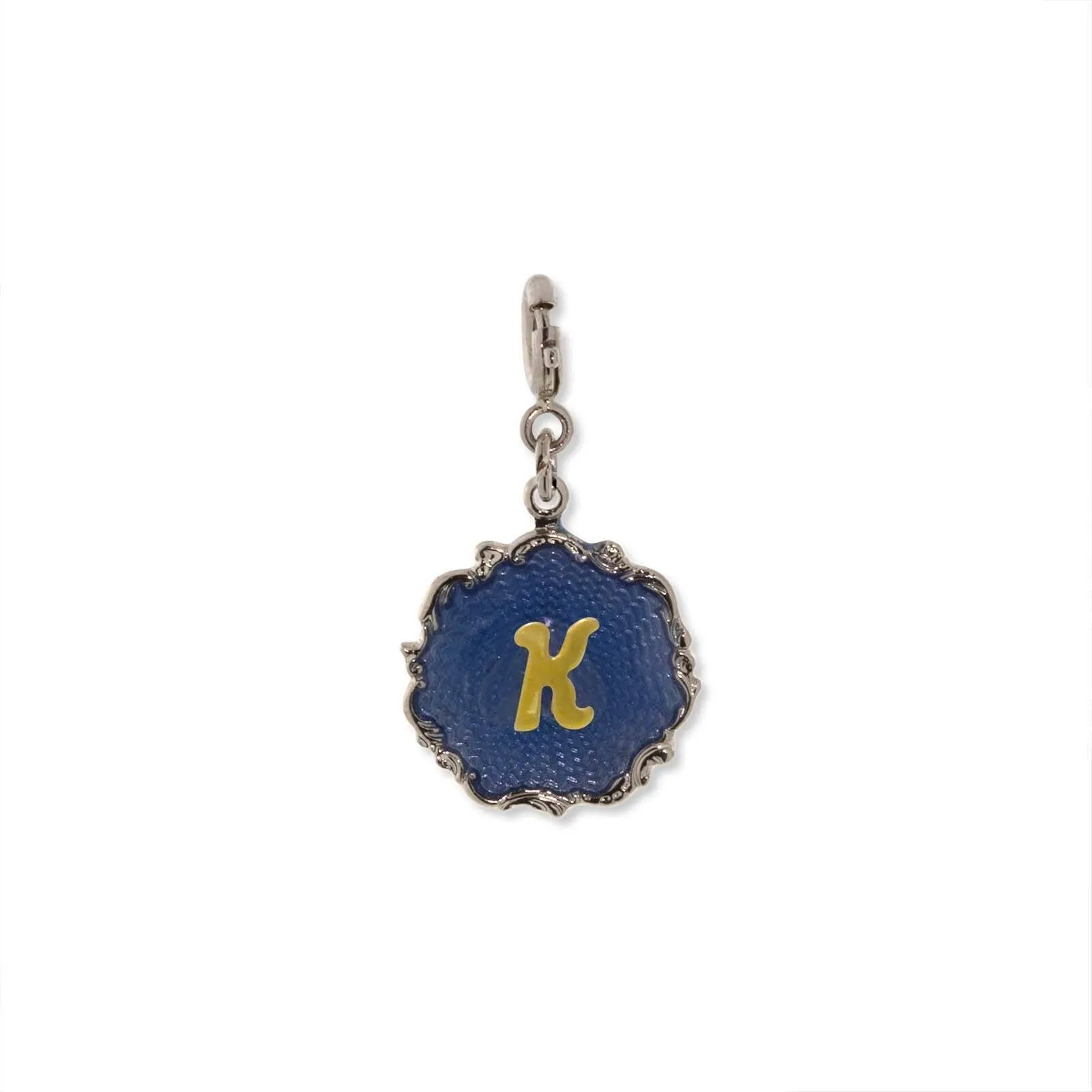 1928 Jewelry Sunburst Blue Enamel Initial Charm