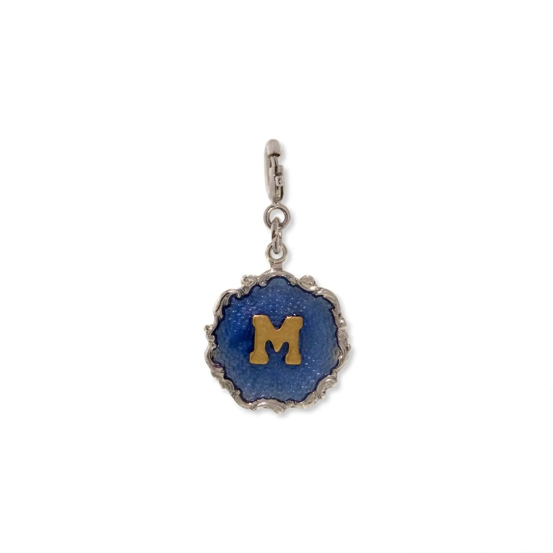 1928 Jewelry Sunburst Blue Enamel Initial Charm