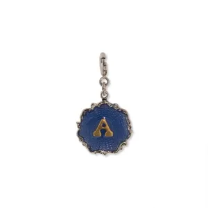 1928 Jewelry Sunburst Blue Enamel Initial Charm