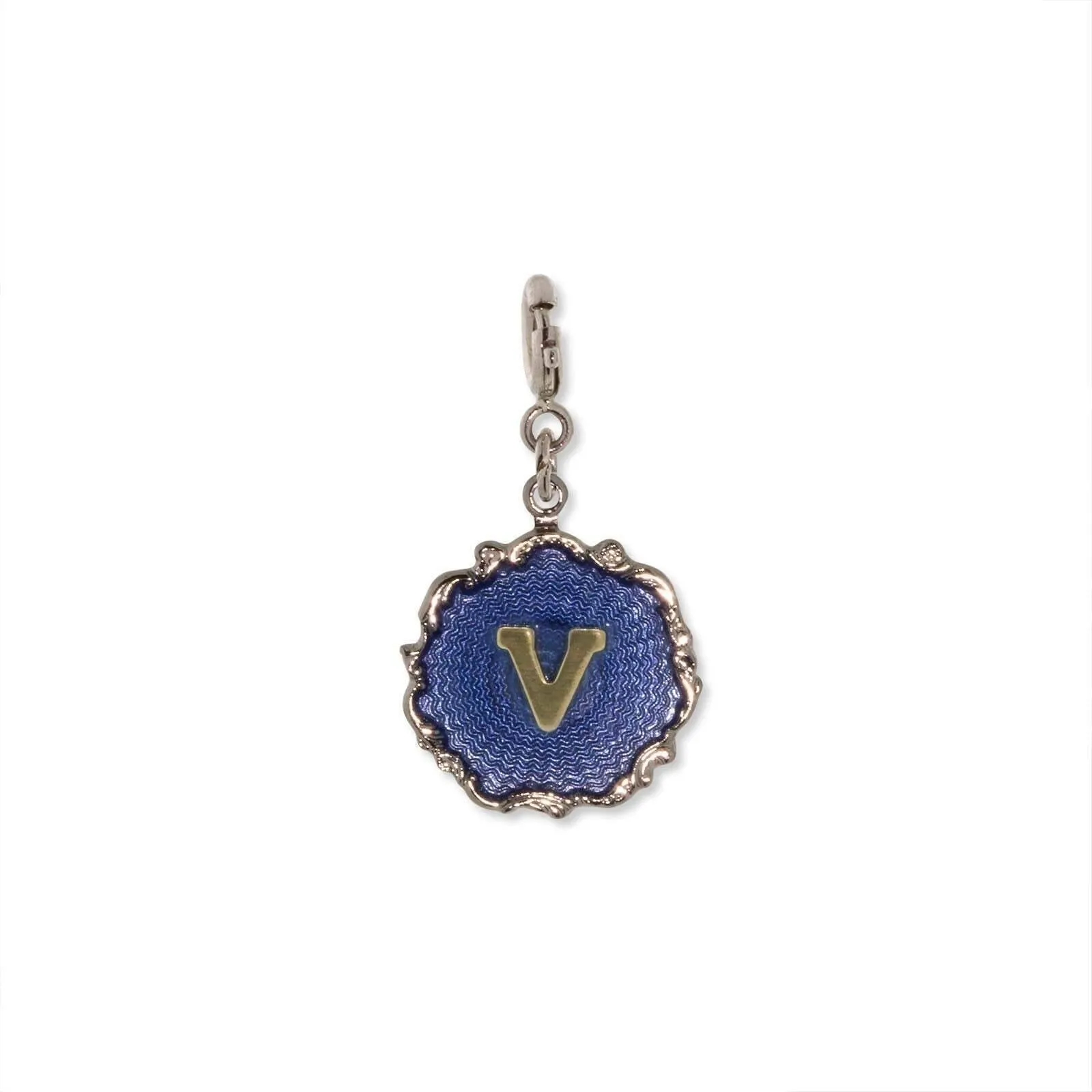 1928 Jewelry Sunburst Blue Enamel Initial Charm