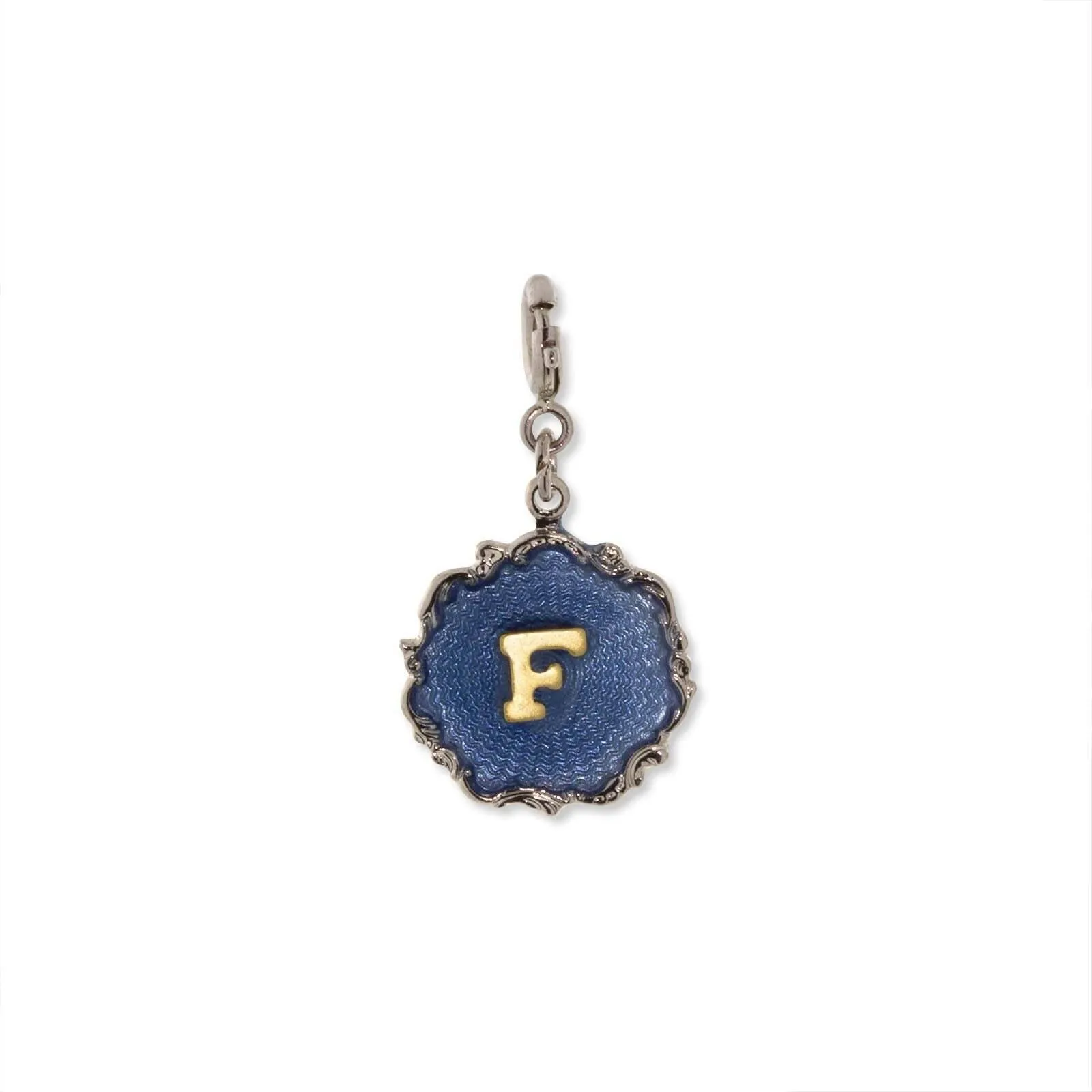 1928 Jewelry Sunburst Blue Enamel Initial Charm