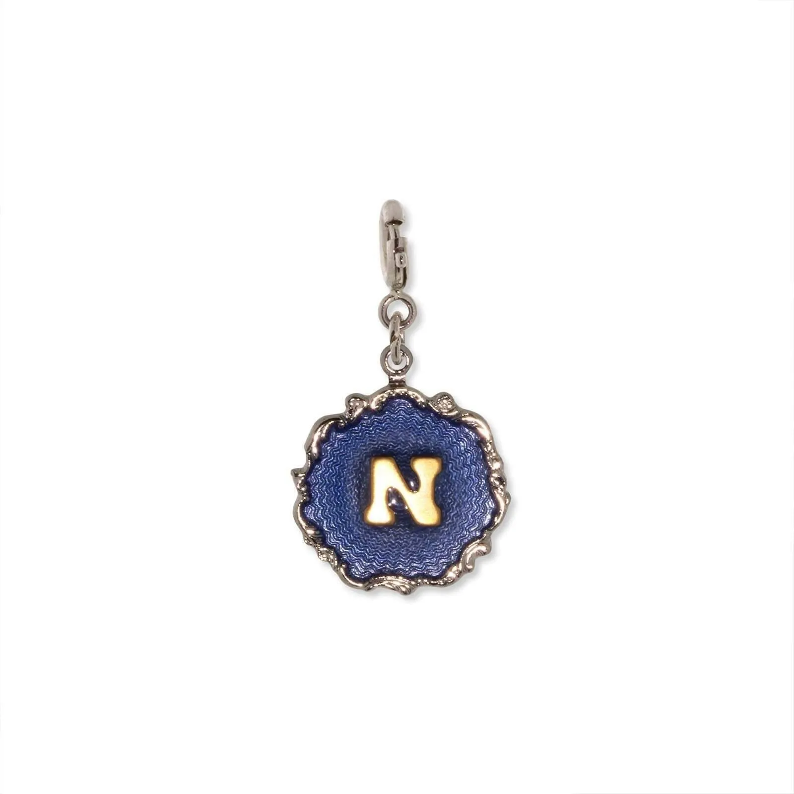1928 Jewelry Sunburst Blue Enamel Initial Charm