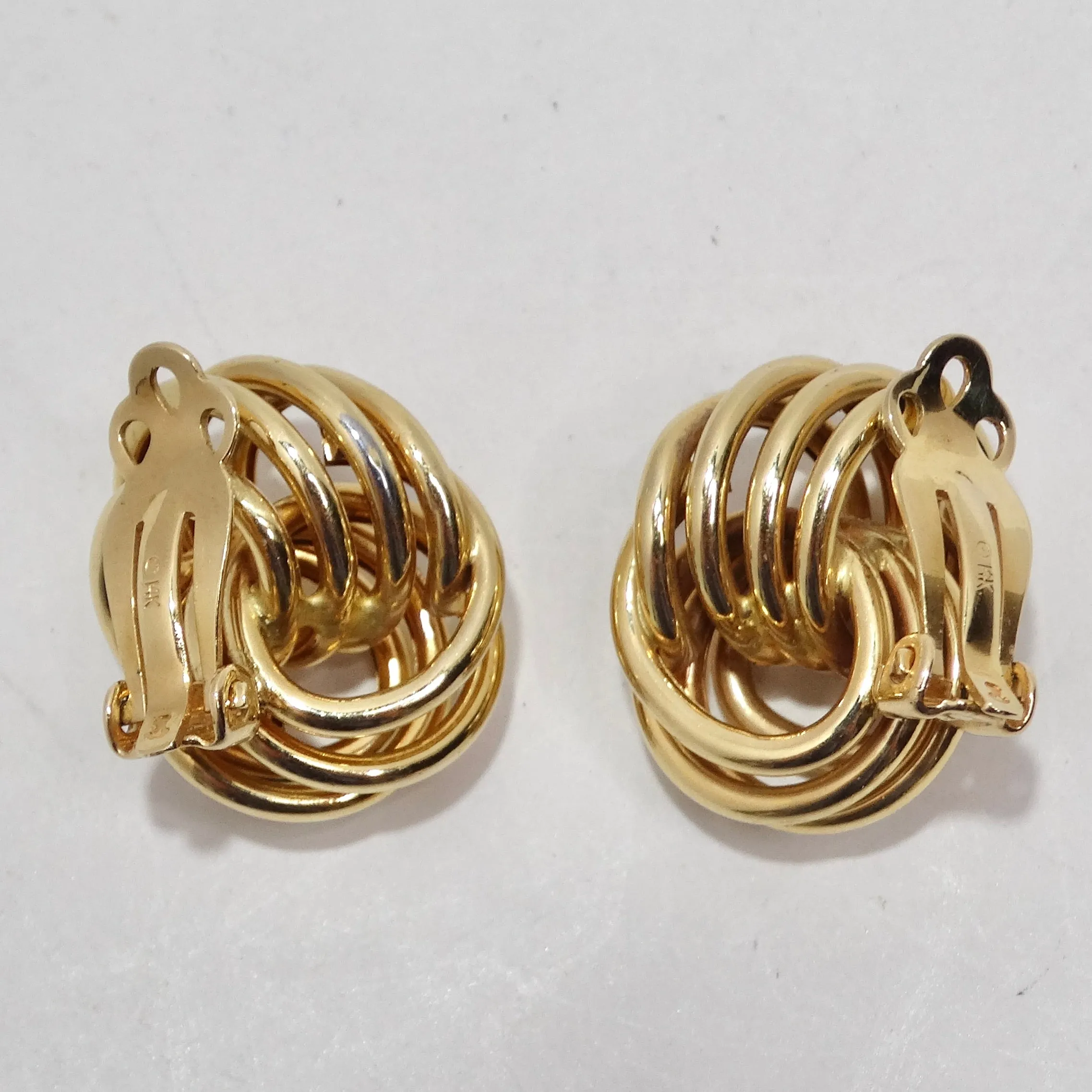 1970s Tiffany Inspired 14K Gold Clip On Earrings