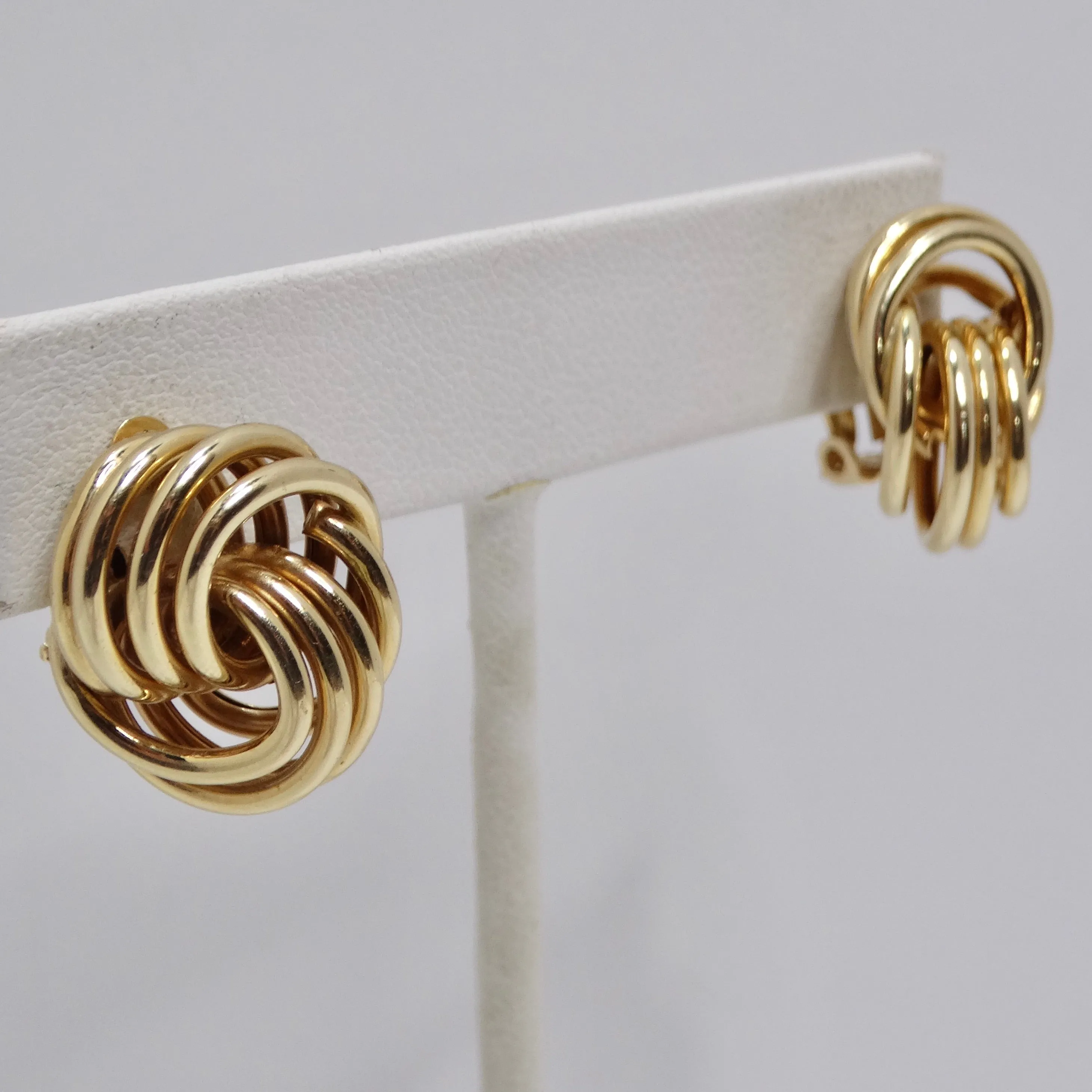 1970s Tiffany Inspired 14K Gold Clip On Earrings