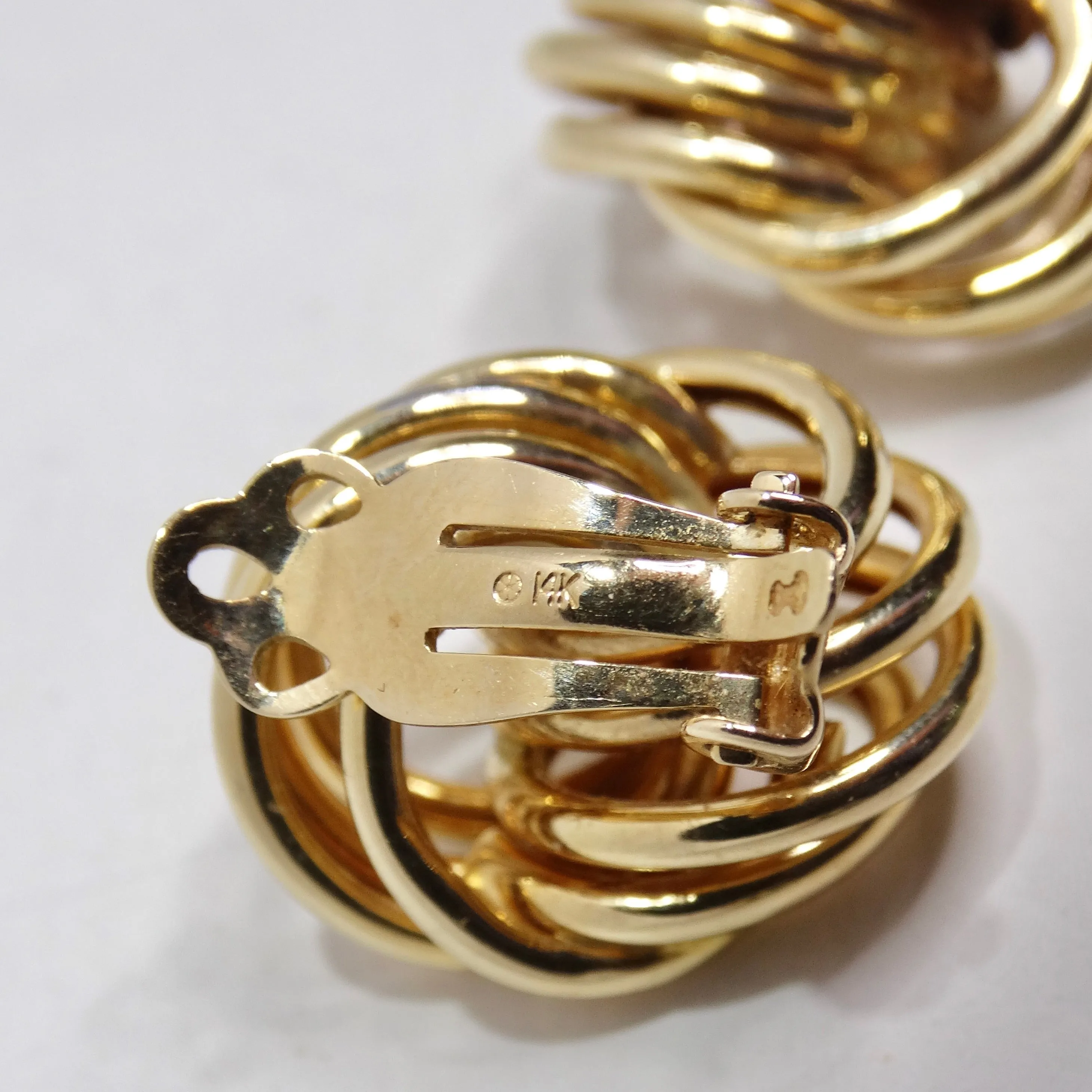 1970s Tiffany Inspired 14K Gold Clip On Earrings