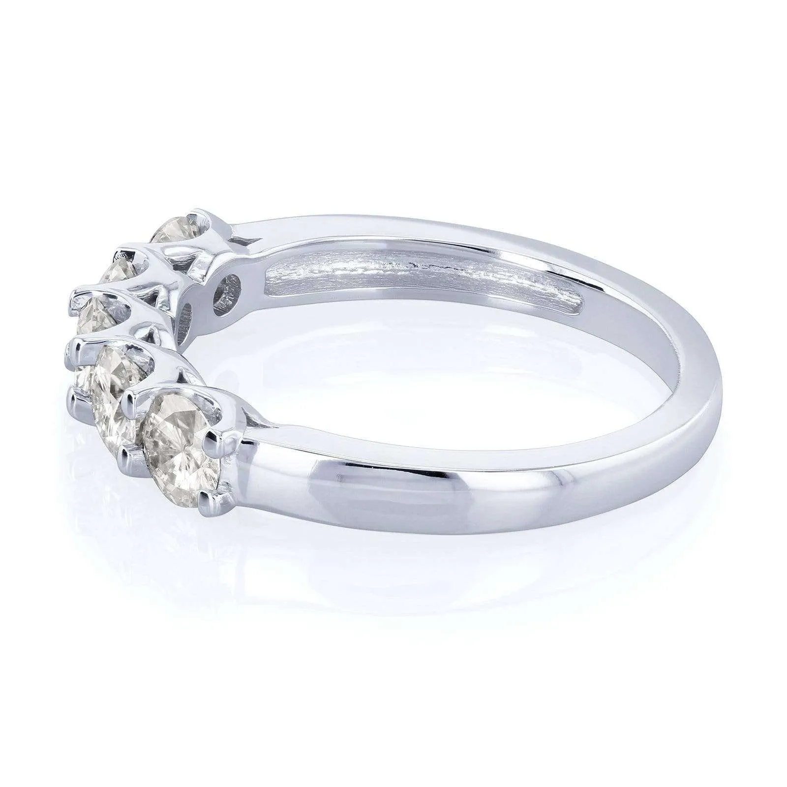 1ct Five Stone Natural Diamond Band - 14k White