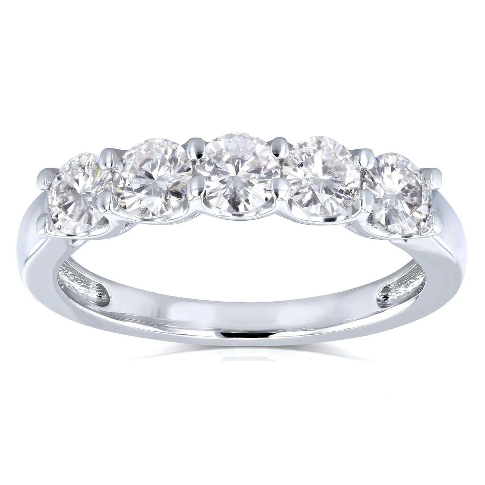 1ct Five Stone Natural Diamond Band - 14k White