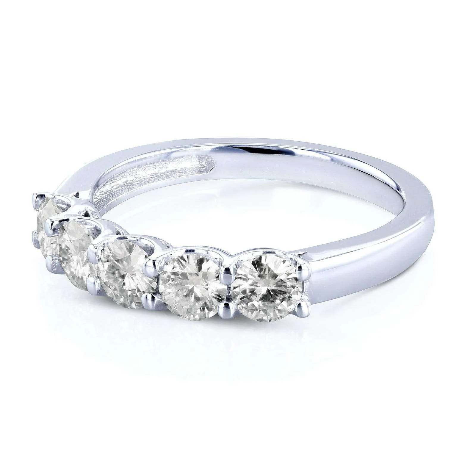 1ct Five Stone Natural Diamond Band - 14k White