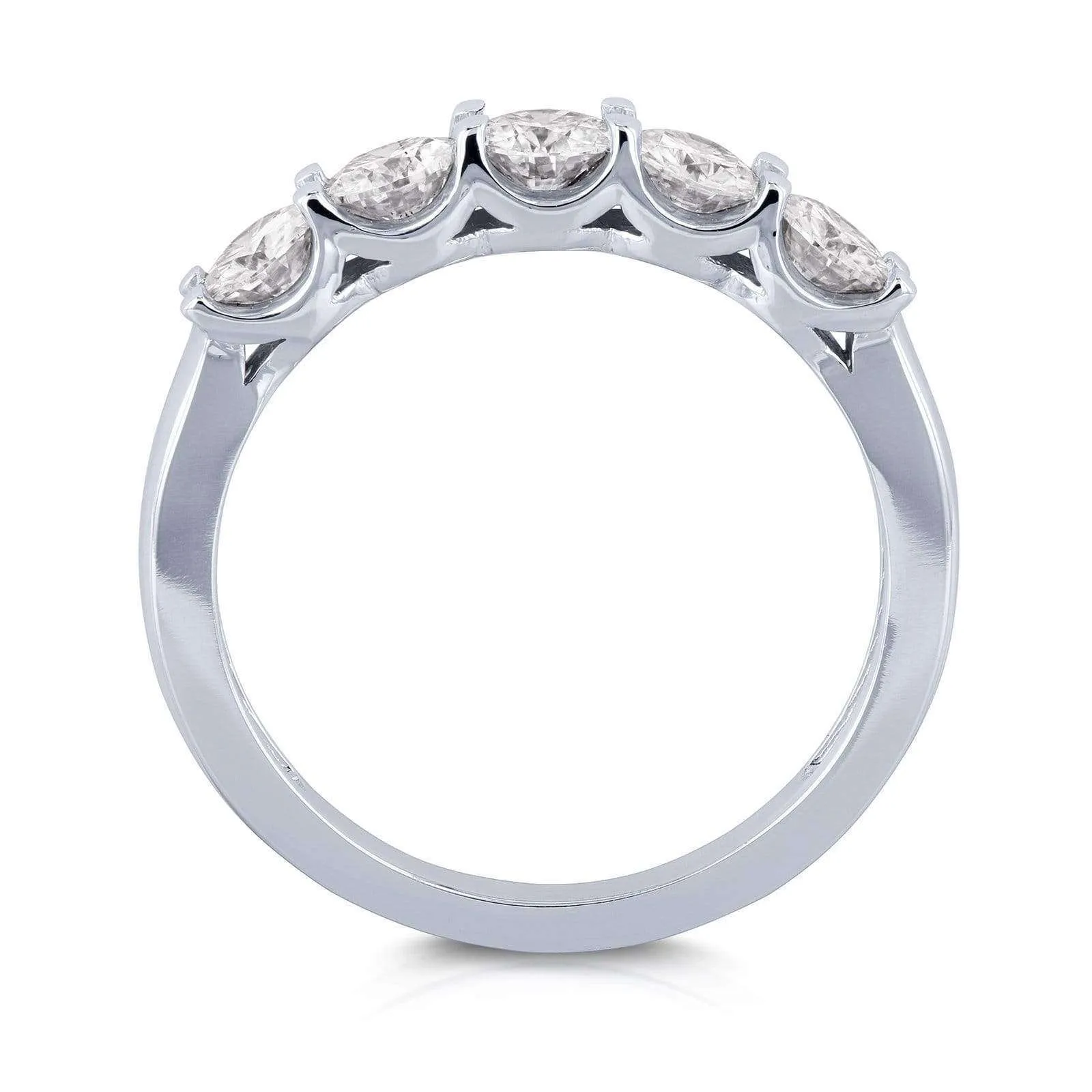 1ct Five Stone Natural Diamond Band - 14k White