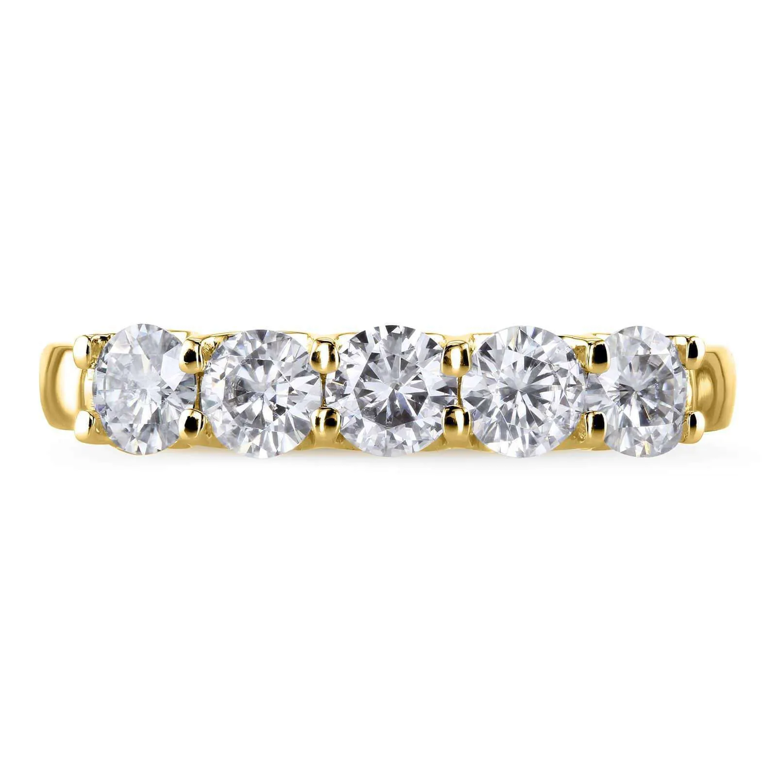 1ct Five Stone Natural Diamond Band - 14k Yellow