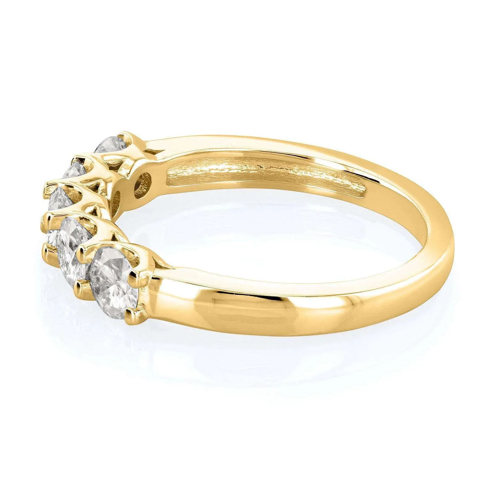 1ct Five Stone Natural Diamond Band - 14k Yellow