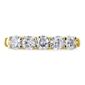 1ct Five Stone Natural Diamond Band - 14k Yellow