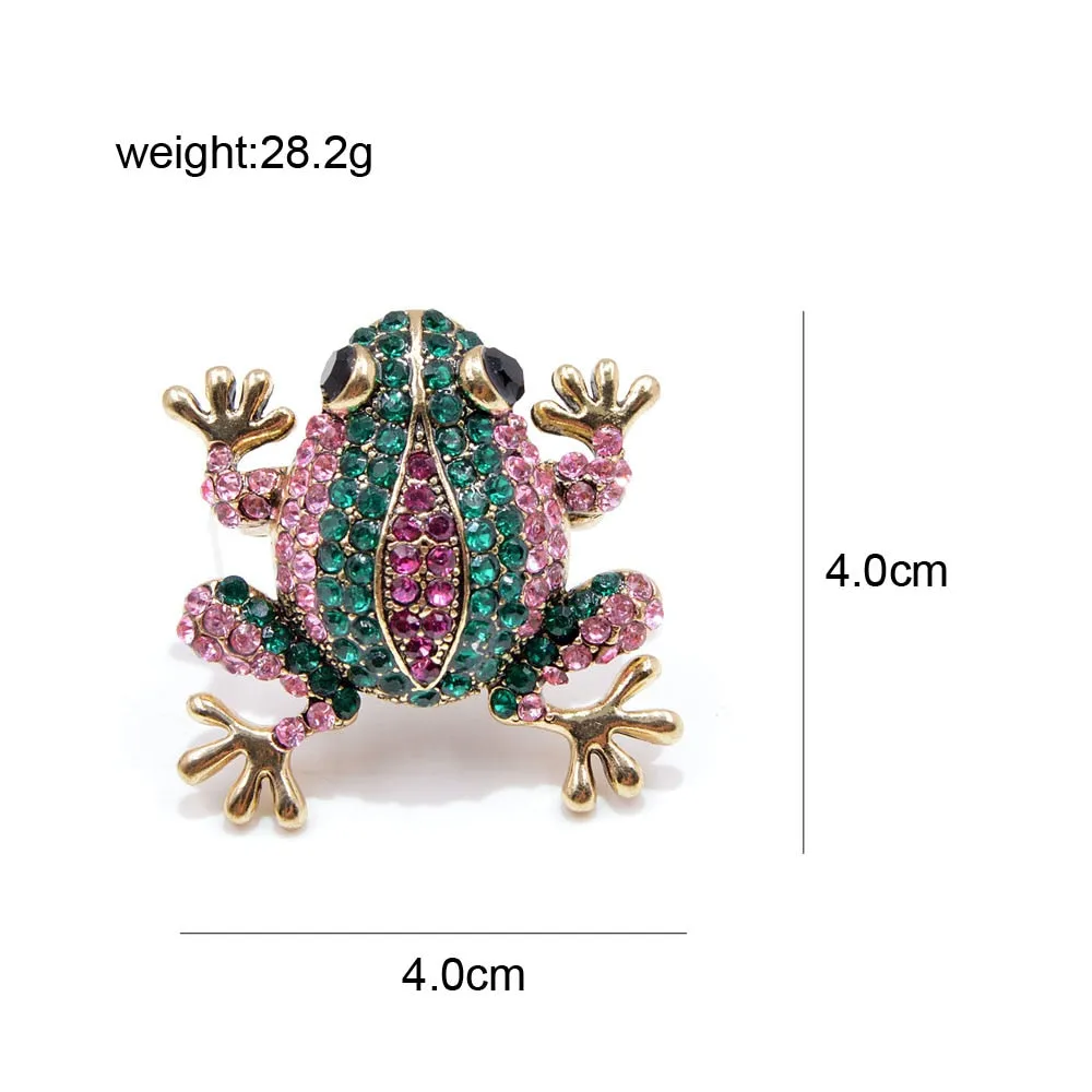 3 Colors Choose Rhinestone Frog Brooches for Women
