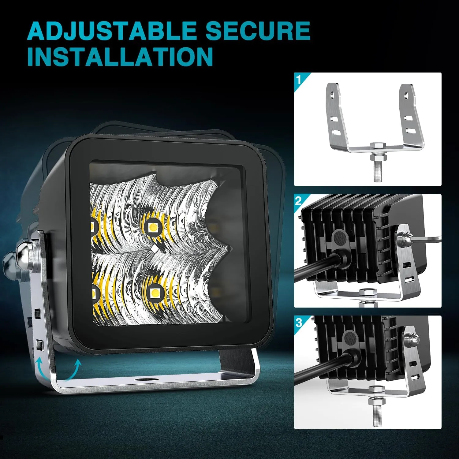 3 Inch 4LED Built-in EMC Flood LED Pod Lights (Pair)