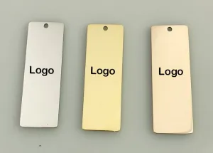 30 Custom Charm, Gold Silver Stainless Steel Personalized Charm, Rectangle Logo Charm Beads, Laser Engraved Charm Jewelry Bracelets Making