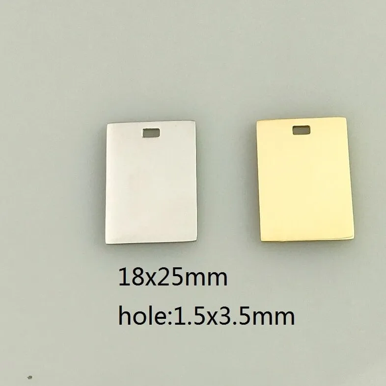 30 Custom Charm, Gold Silver Stainless Steel Personalized Charm, Rectangle Logo Charm Beads, Laser Engraved Charm Jewelry Bracelets Making