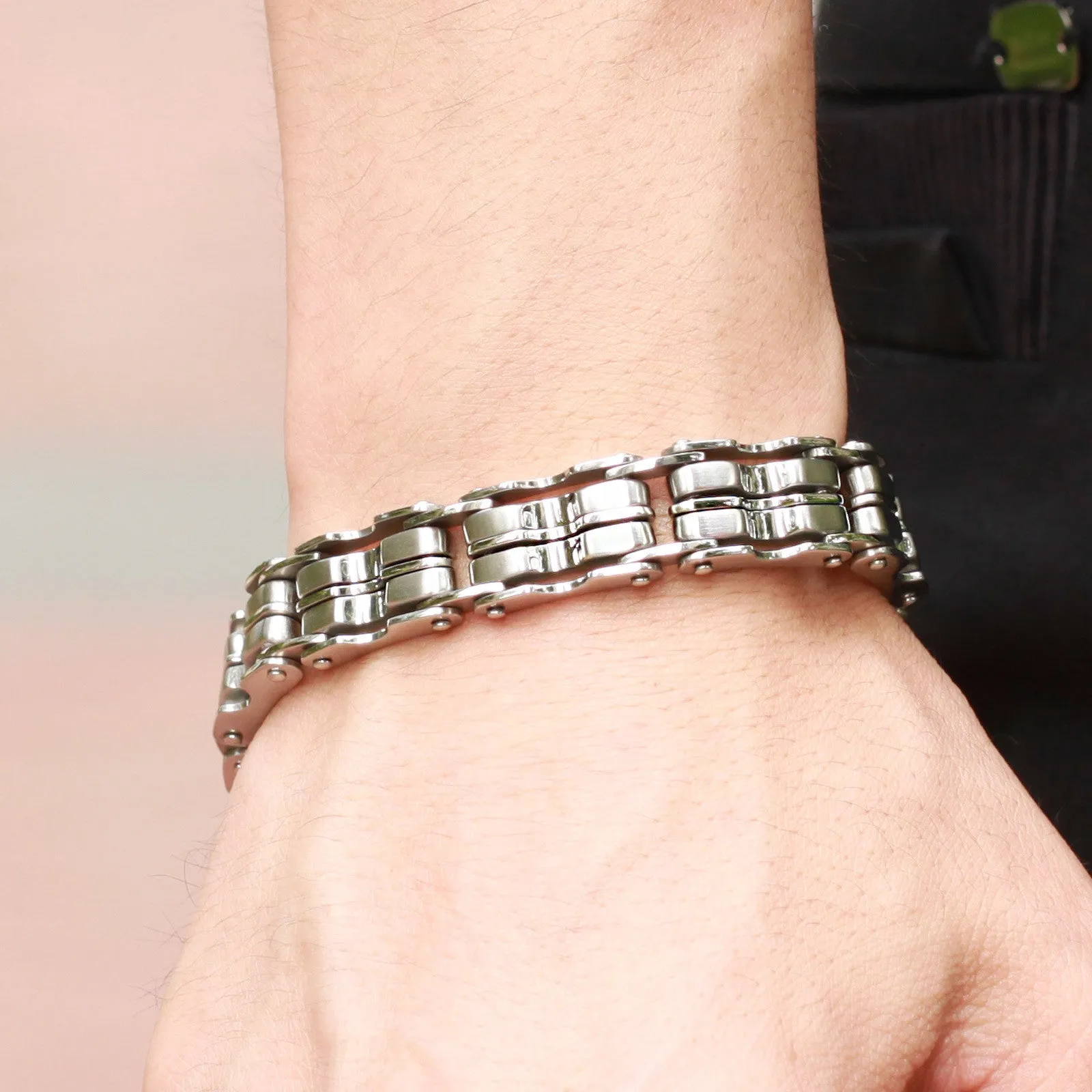 316L Stainless Steel Bracelet JEWELRY STAINLESS STEEL BRACELET Men Bracelet Silver color 23CM Men gift