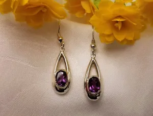 3D Amethyst Oval Earrings