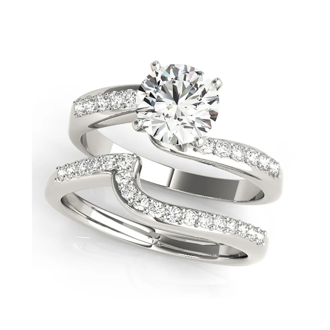 4-Prong Solitaire Channel Swirl Diamond Engagement Ring(  0.6 CTW)