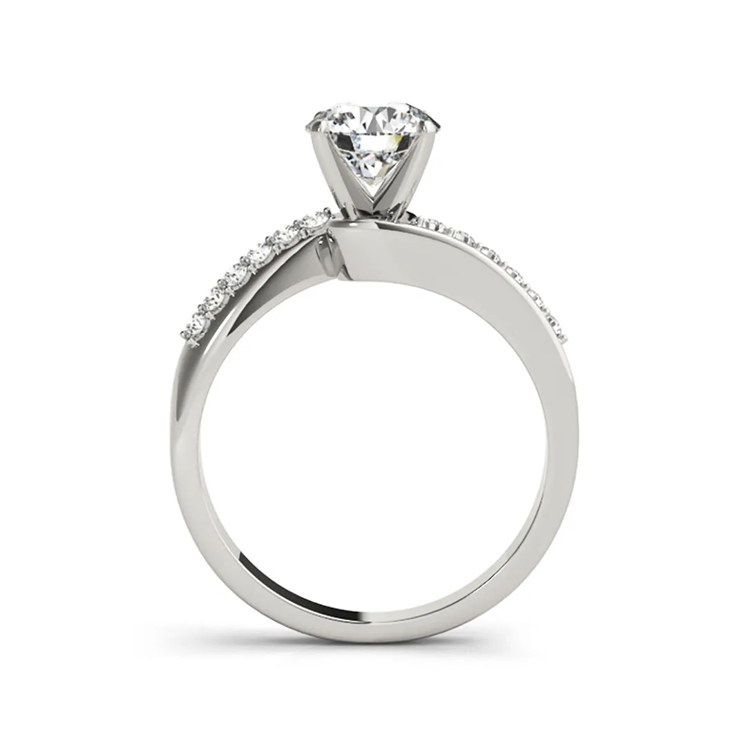 4-Prong Solitaire Channel Swirl Diamond Engagement Ring(  0.6 CTW)
