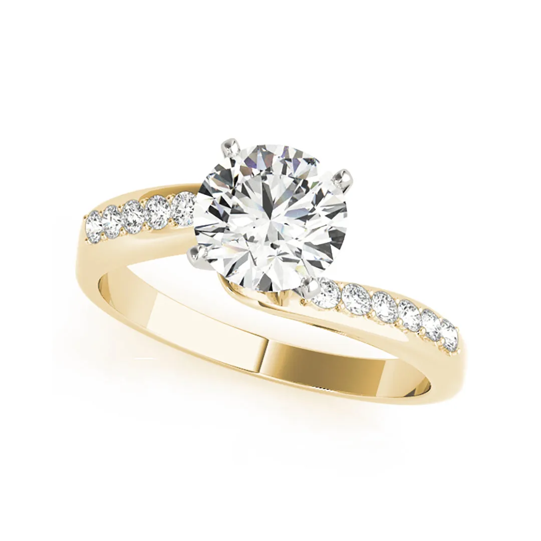 4-Prong Solitaire Channel Swirl Diamond Engagement Ring(  0.6 CTW)