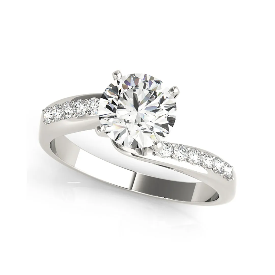 4-Prong Solitaire Channel Swirl Diamond Engagement Ring(  0.6 CTW)