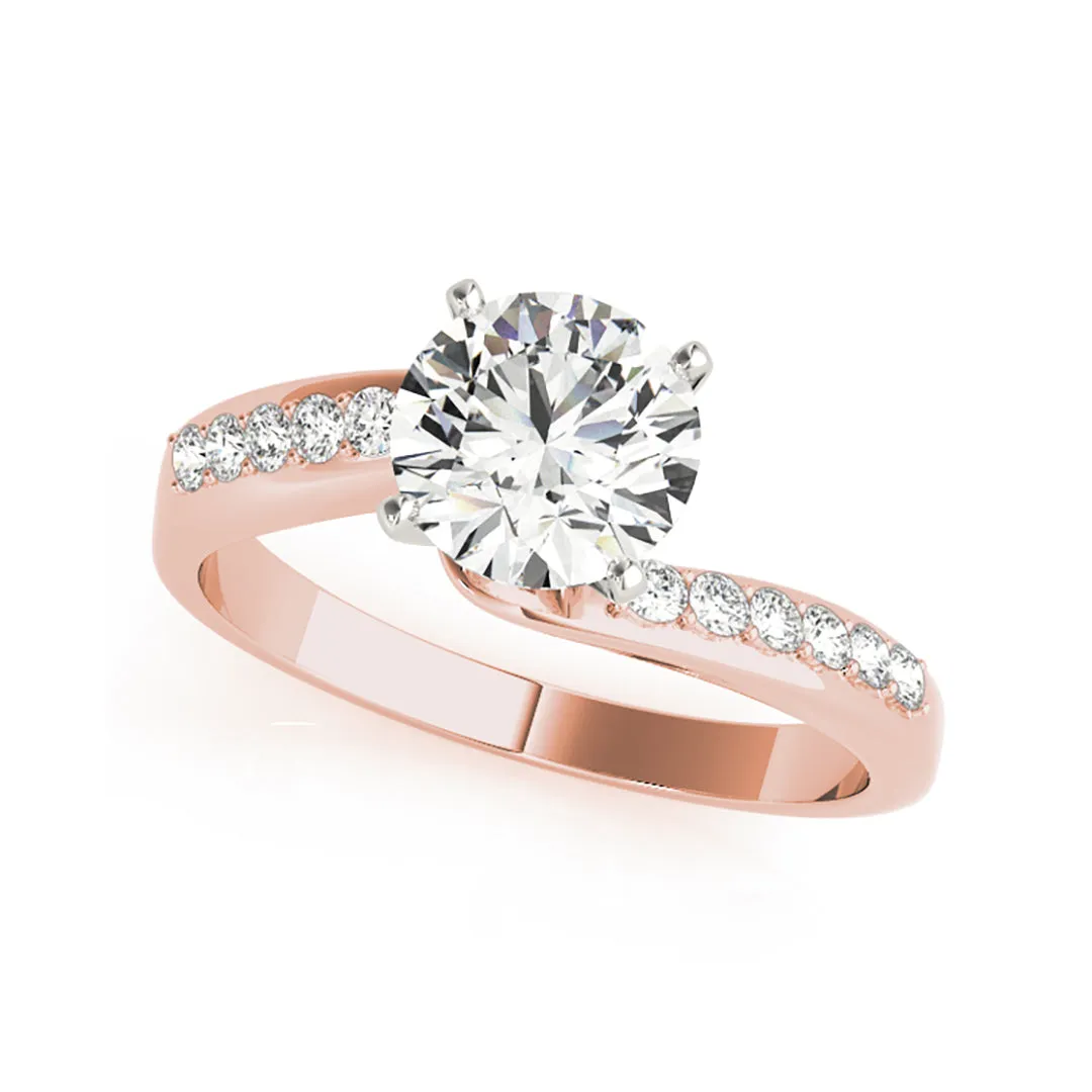 4-Prong Solitaire Channel Swirl Diamond Engagement Ring(  0.6 CTW)