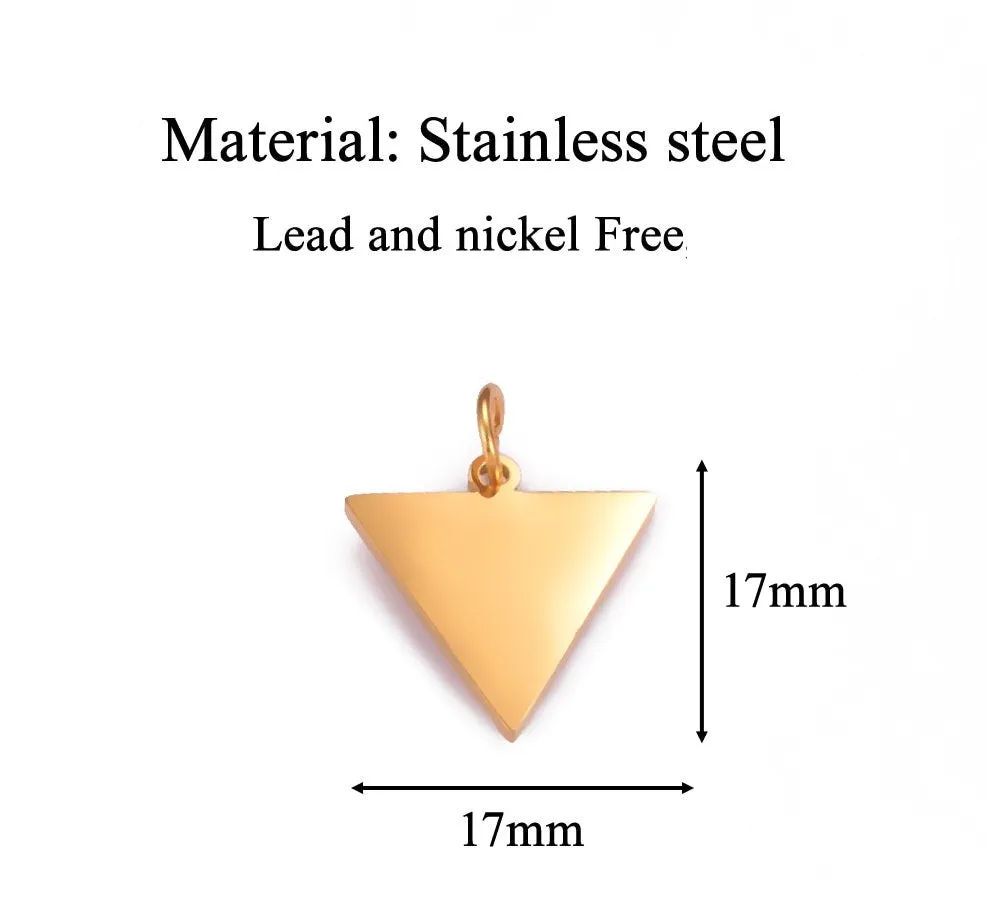 5 Custom Triangle Charm, Stainless Steel Gold Silver Personalized Charm, Logo Charm Beads, Engraved Charm Beads For Jewelry Bracelets Making
