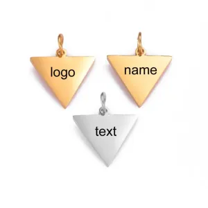 5 Custom Triangle Charm, Stainless Steel Gold Silver Personalized Charm, Logo Charm Beads, Engraved Charm Beads For Jewelry Bracelets Making