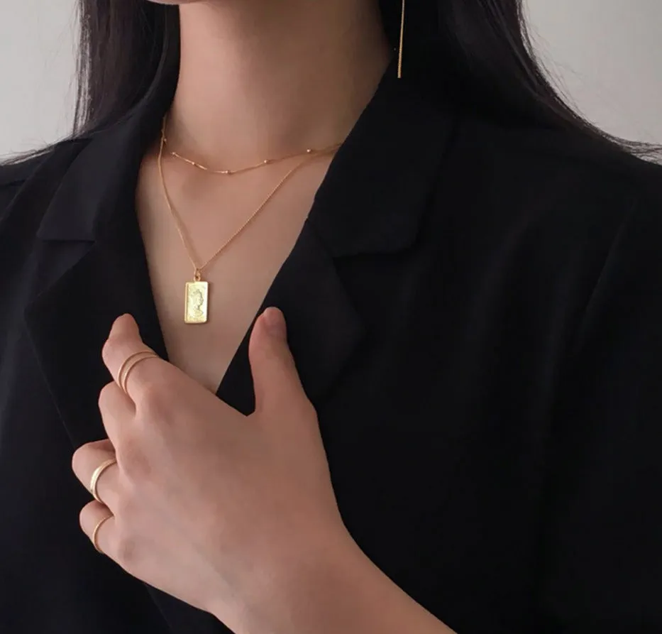 925 Sterling Silver Minimalist Quadrilateral Silver Necklaces