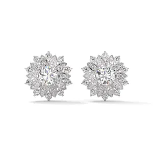925 Sterling Silver Spring Flower Stud Earrings For Women 