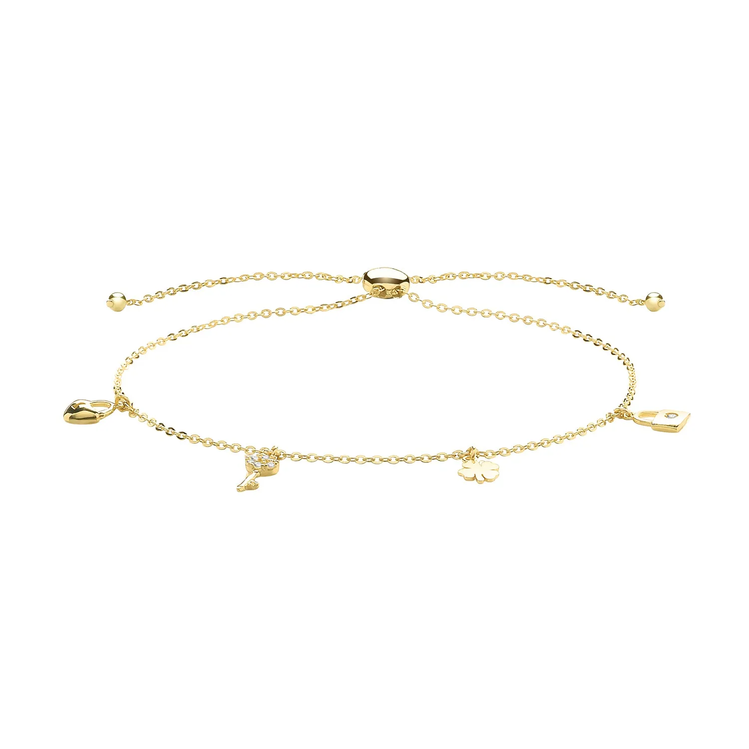 9CT GOLD CHARMS PULL STYLE BRACLET