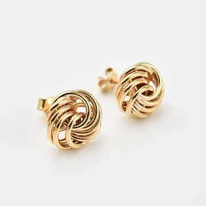 9k Yellow Gold Rose Petals Stud Earrings