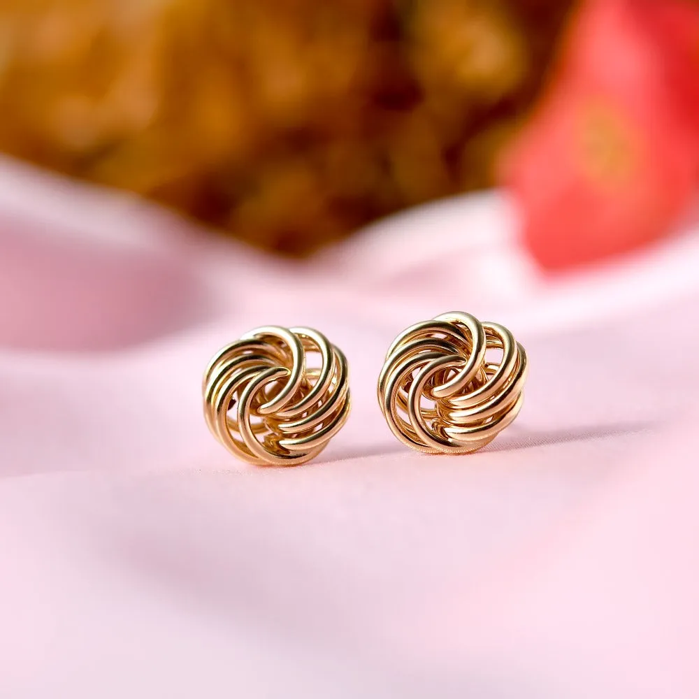 9k Yellow Gold Rose Petals Stud Earrings